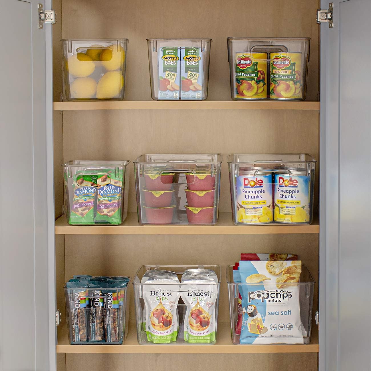 Sorbus 2 Pack Small Clear Acrylic Storage Bins - for Kitchen, Cabinet Organizer, Pantry & Refrigerator