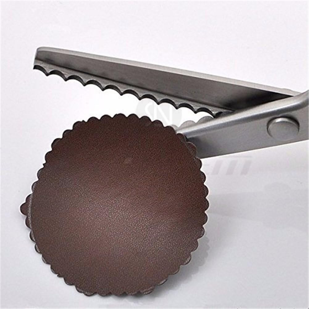 abric Pinking Shears Craft Scissors&#xFF0C;Serrated Scalloped stainless Steel Handled Professional Sewing black Scissors, Scissors for Leather, Tailoring, Paper Crafts Hand shears etc. (Scalloped7mm)