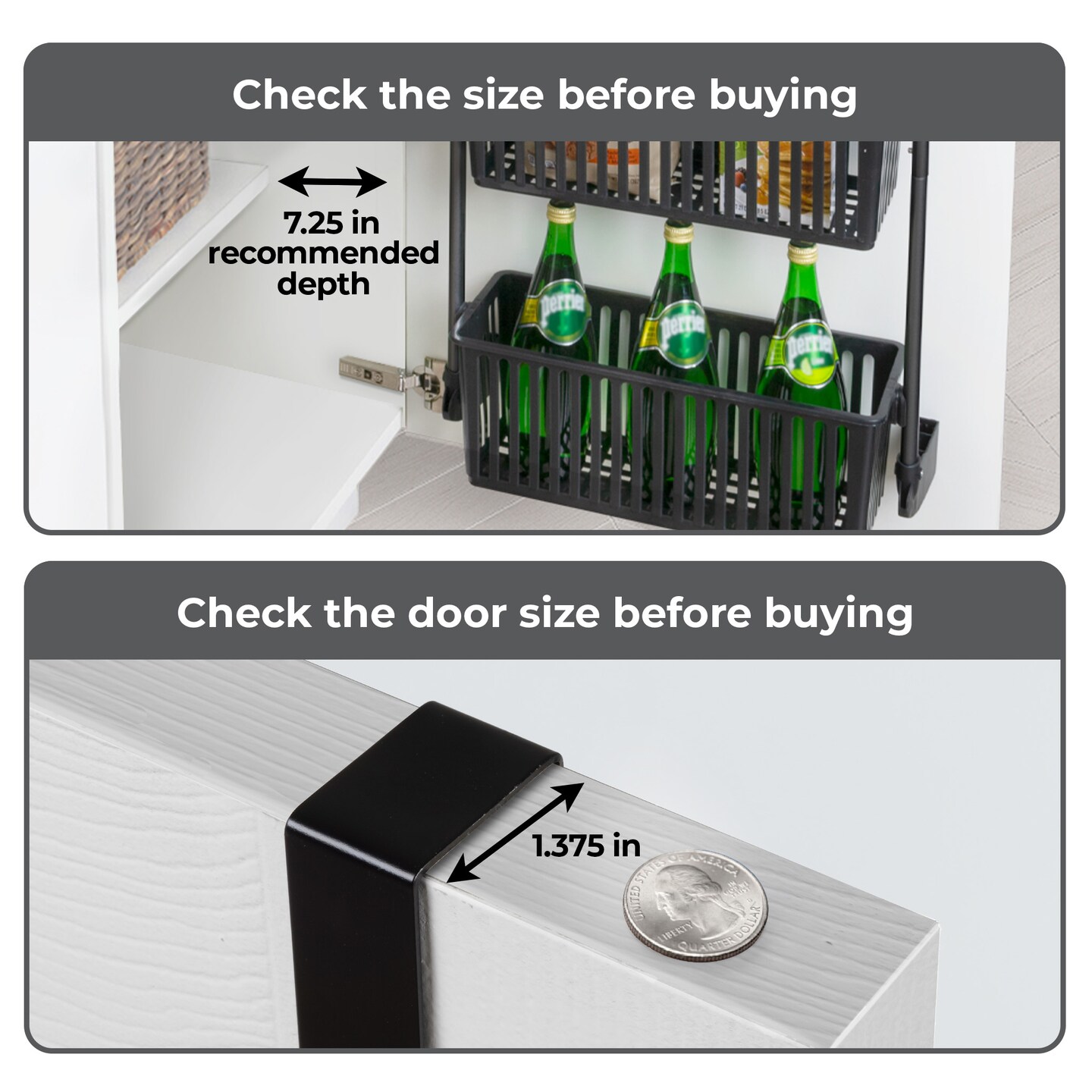 Smart Design 8-Tier Over-The-Door Hanging Pantry Organizer - All Black