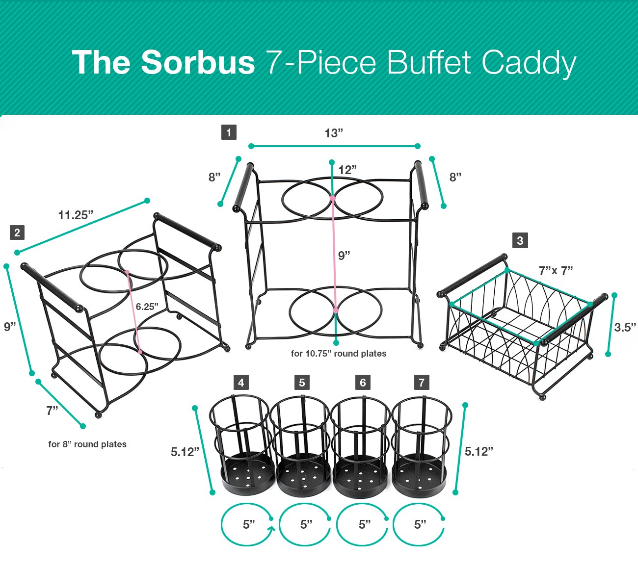 Sorbus Stackable Buffet Caddy (7-Piece)