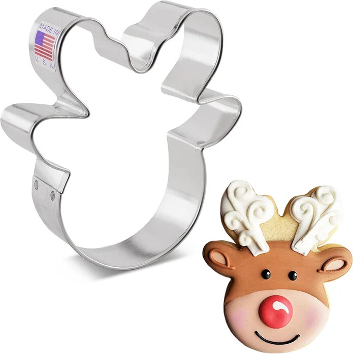 Ann Clark Reindeer Head Face Cookie Cutter, 4&#x22;
