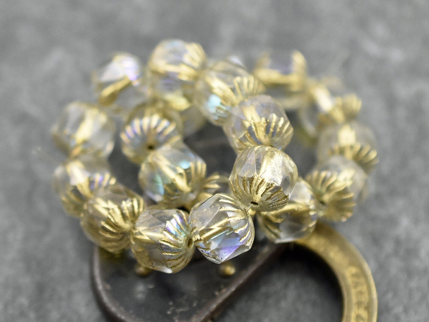 Washed Gold *10* 10mm Gold Washed Crystal AB Center Cut Cruller Beads | Michaels