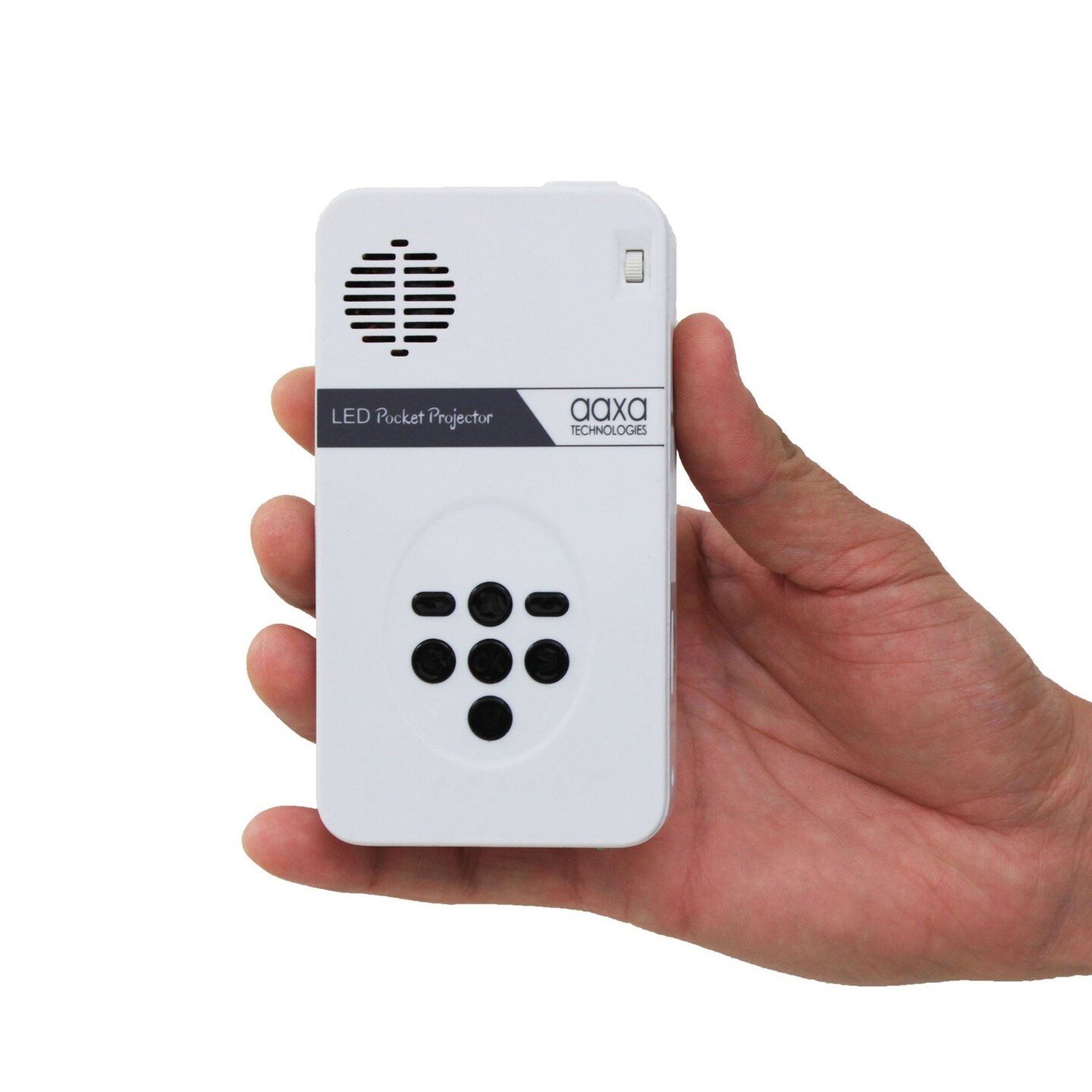 AAXA Technologies LED Pico Micro Video Projector - Pocket Size Portable Mobile Mini Projector with mini-HDMI, built-in Media Player & Speakers, 3.5mm Aux Out, Micro SD/USB readers and 80 Min Lithium-Ion Battery