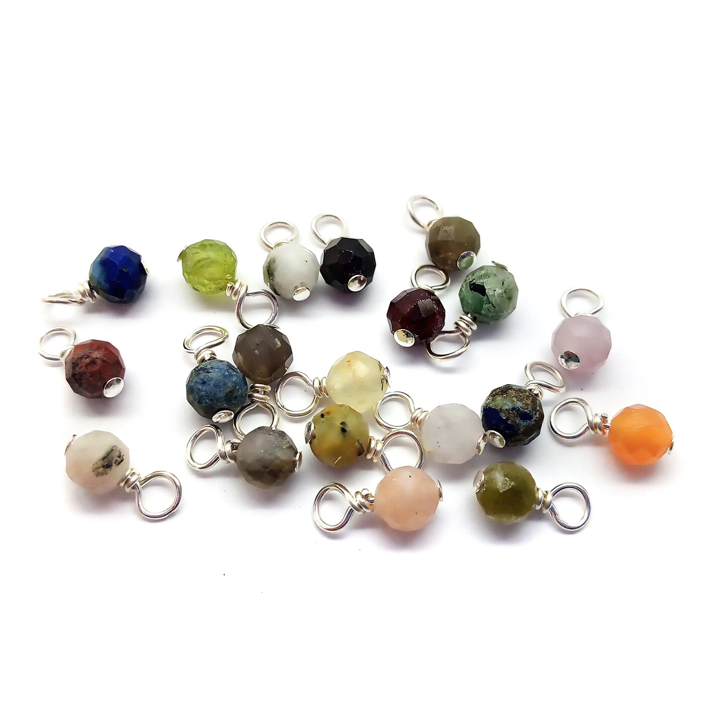 Mixed Gemstone Charms, 20 pieces, Tiny 4mm Faceted Stone Bead Dangles, Adorabilities