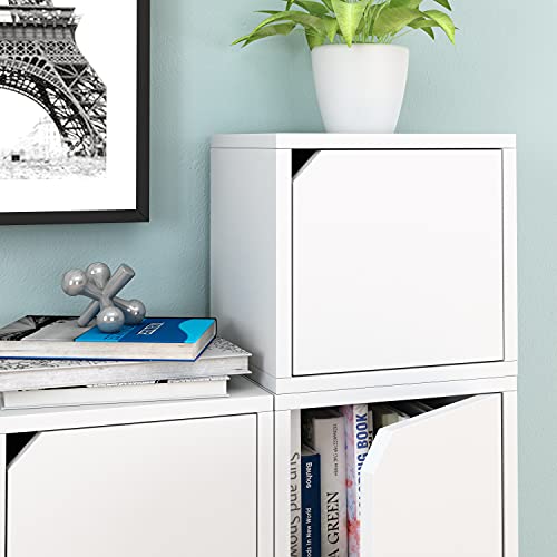 White Vinyl Record Album Storage Cube and Stackable Shelf - Way Basics