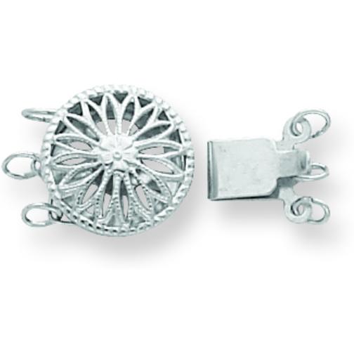 Sterling Silver Filigree 3 Strand Pearl Clasp