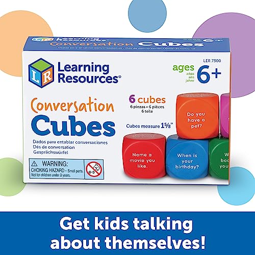 6 Pieces Ages 6+ Foam Cubes for Social-Emotional Learning School Counselor Supplies Speech Therapy Toys Ice Breaker Cubes