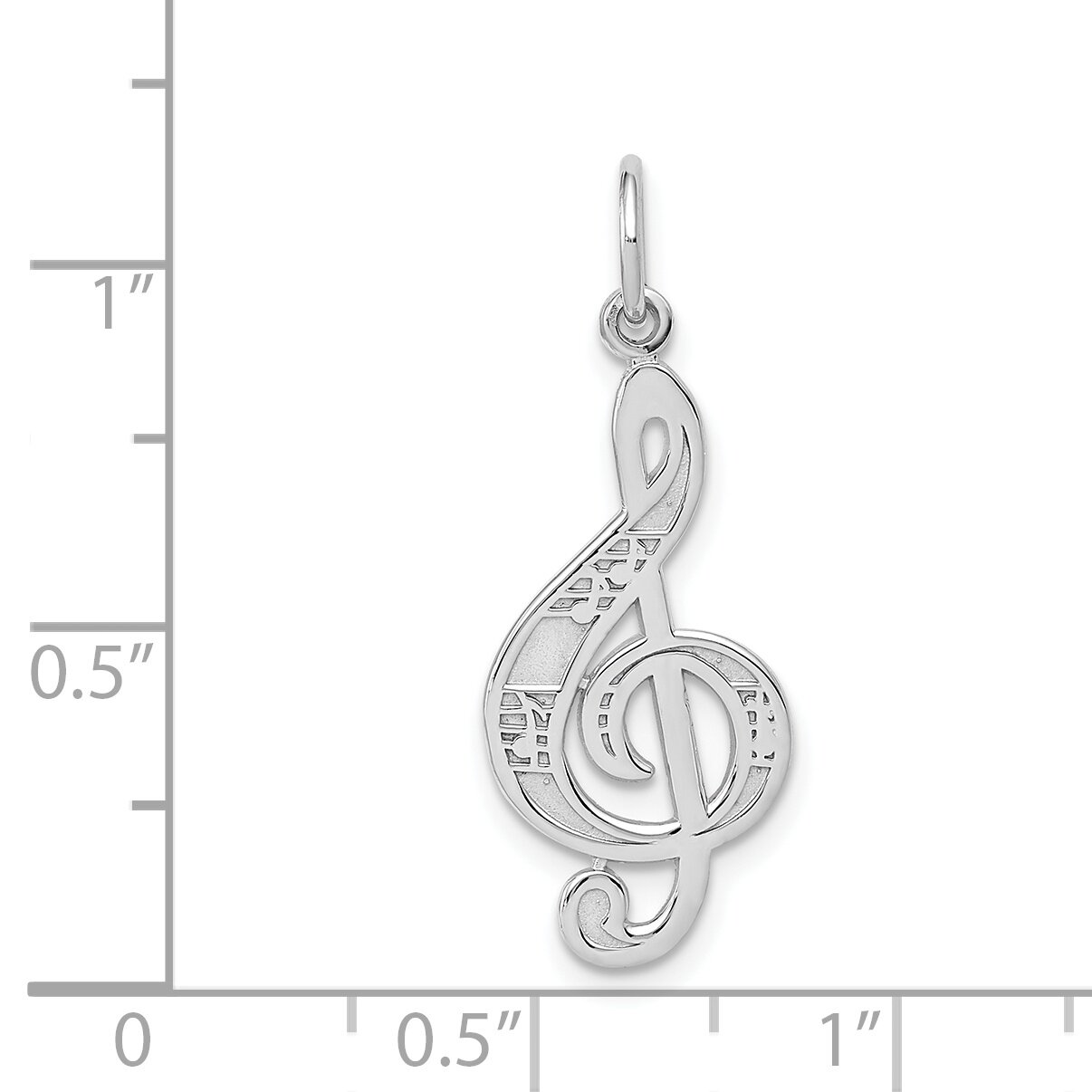 14K White Gold Treble Clef Charm Music Pendant Jewelry 28mm x 10mm