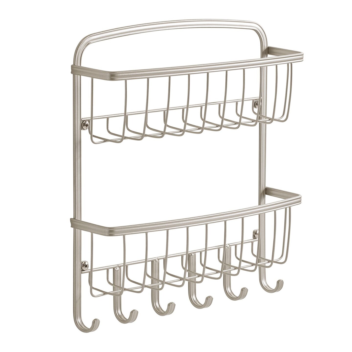 Mdesign Wall Mount 2 Tier Metal Mail Organizer Storage Basket, 6 Hooks :  Target