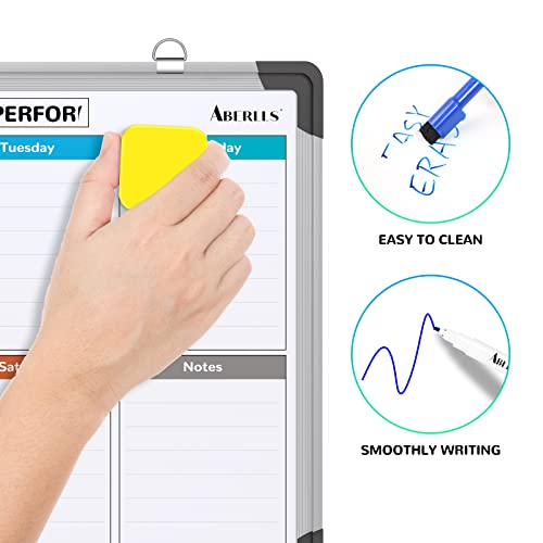 Small Weekly Calendar Dry Erase Whiteboard for Wall 16 x 12 Inches Magnetic Double-Sided Whiteboard Portable for Lists Kitchen Planning Memo Home Office
