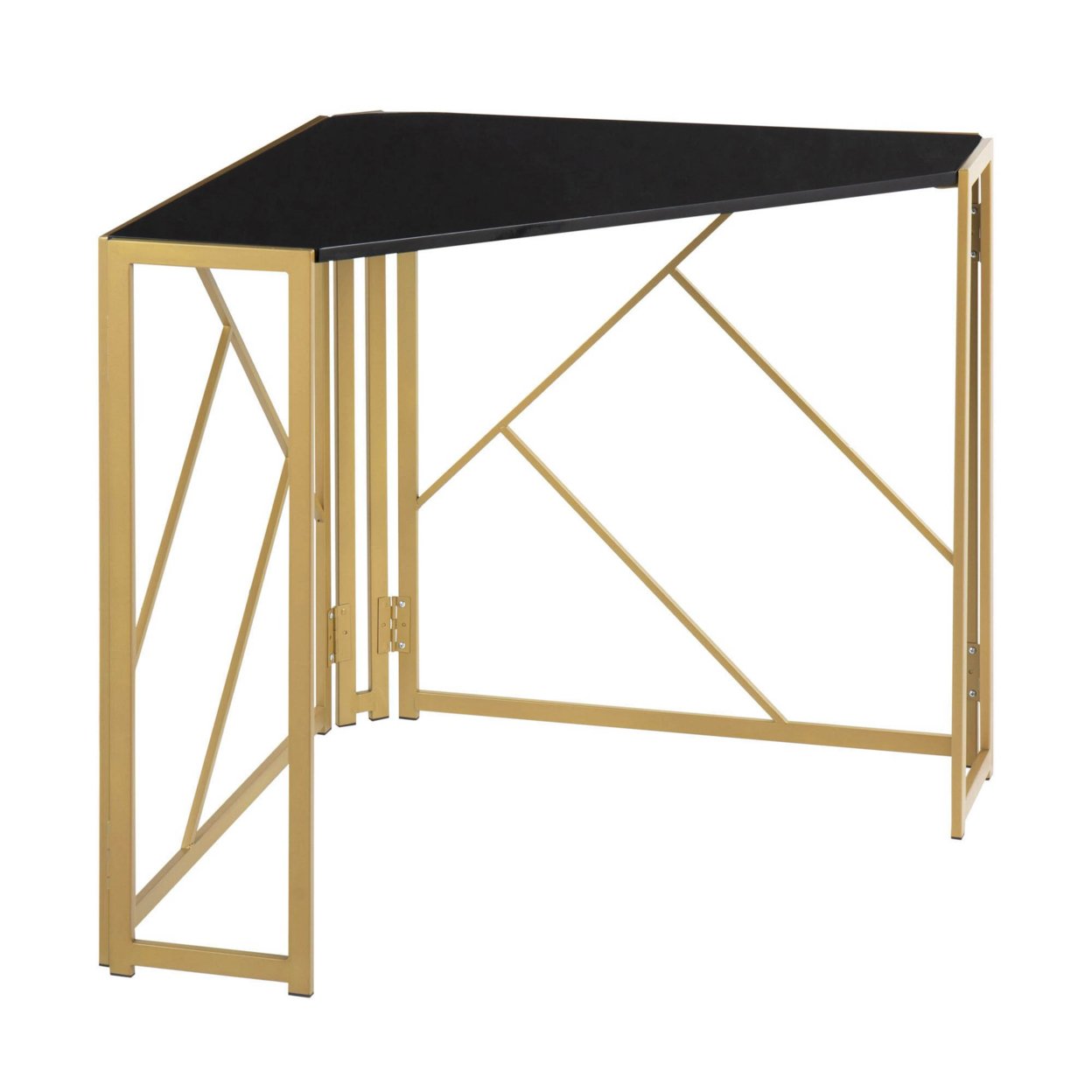 Lumisource Folia Contemporary Indoor Corner Desk In Gold Metal And Black Mdf