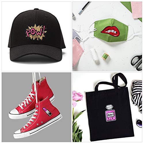 10 Pieces Purple Sequin Iron-on Patches DIY Embroidered Patches Sew On Sequins Applique Glitter Sequin Lips Lipstick Patch Clothing Repair Patch for Woman Girl Garment Bag Shoes Caps Decor