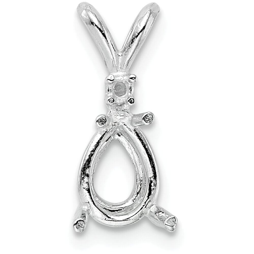 14K White Gold 4 Prong Pear Pendant Setting 10x7mm