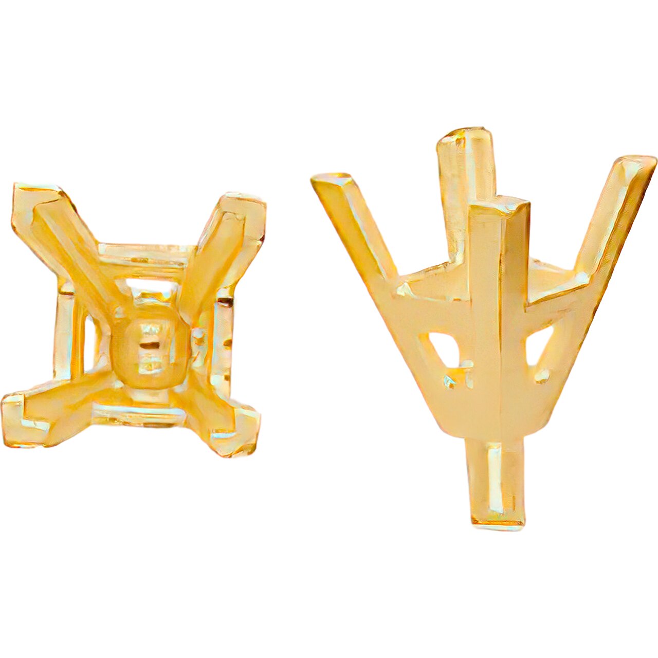 14K Gold 4 Prong Princess Peg V-End Setting 6.5mm