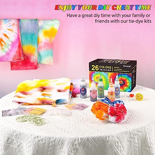 26-Color Tie Dye Kit for Adults, Kids - Fabric Dyes for Clothing with  Instructions, Table Cover, Rubber Bands, Gloves, and Aprons