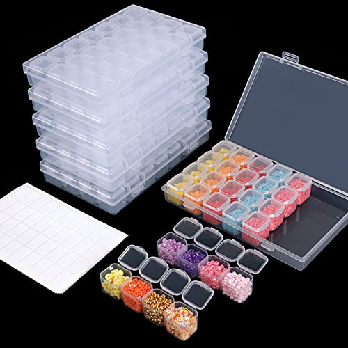 168 Slots 6 Pieces 28 Grids Diamond Painting Boxes Plastic Organizer, Bead Organizer