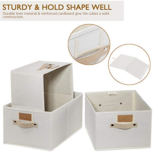 OLLVIA Large Baskets for Organizing 3 Pack, Decorative Storage Boxes for Shelves, Rectangle Closet Baskets Box, Foldable Sturdy Storage Basket with Handle for Nursery Home|Office