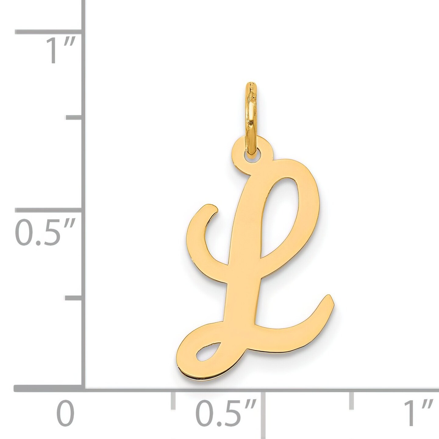 14K Yellow Gold Medium Script Initial Letter L Charm Jewerly 19mm x 10mm