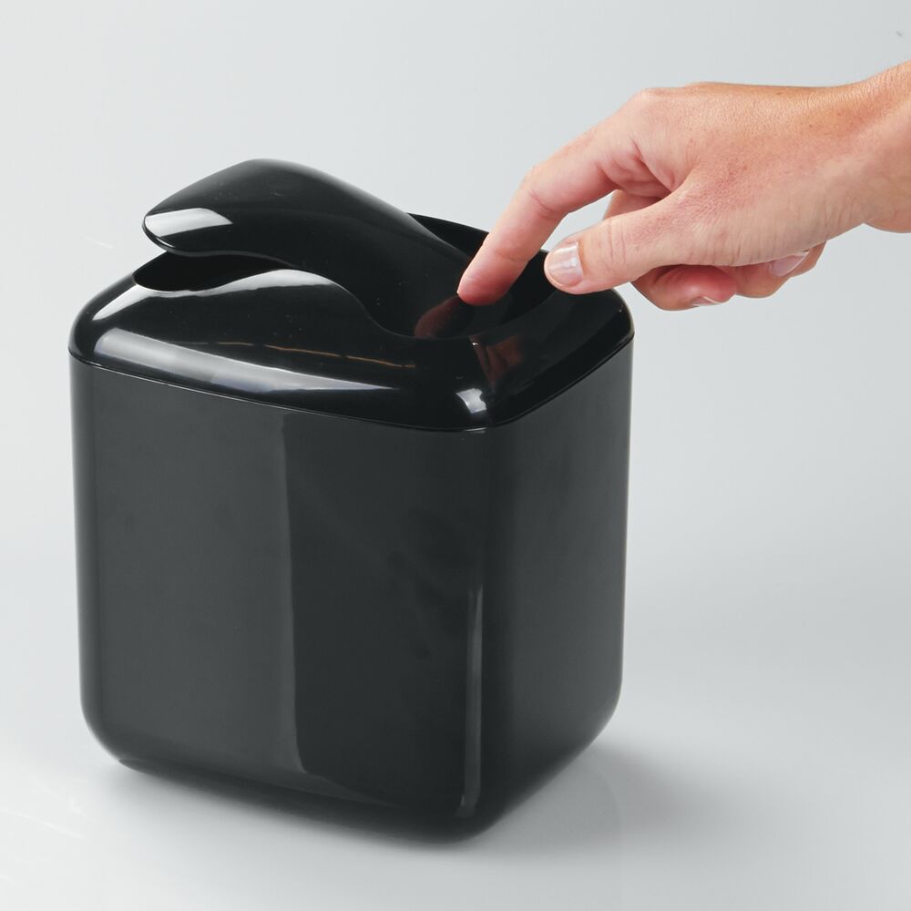 mDesign Mini Trash Can with Swing Lid for Bath Vanity