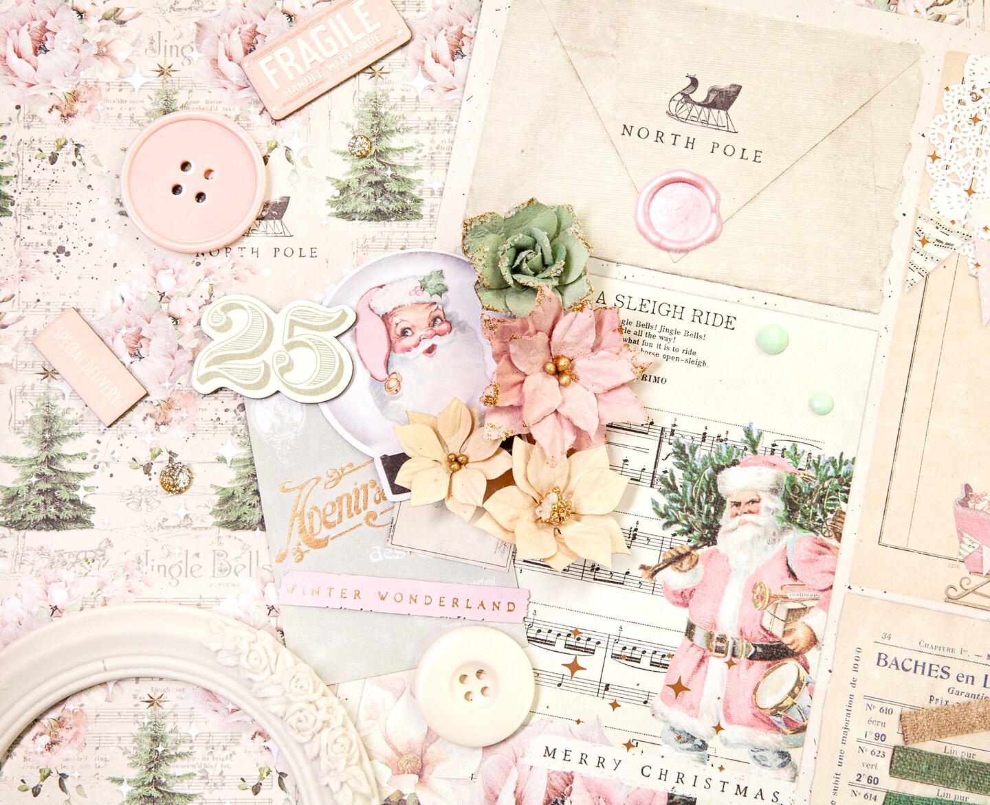 Christmas Market Collection - North Pole Magic - 12"x12" w/ foil details / paper Scrapbook Supplies Material For Craft Notebooksdecoupage Album Journals Planners Art Journaling Bullet