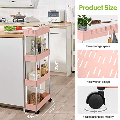 KPX Slim Rolling Storage Cart Kitchen Small Shelves Organizer with Casters  Wheels Mobile Bathroom Slide Utility Cart, Small Shelf for Laundry Room