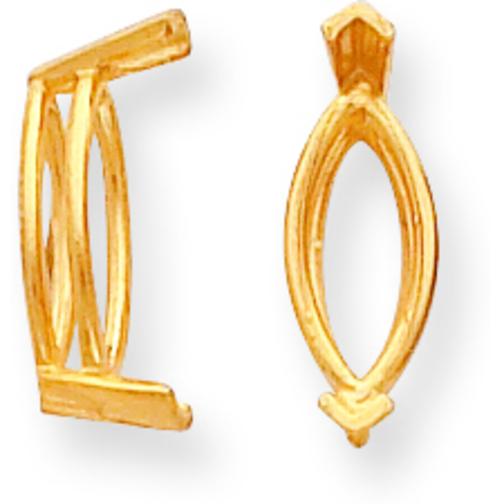 14K Gold 2 Prong Marquise V-End Setting (1.50X3.00 To 7.75X16.00Mm)
