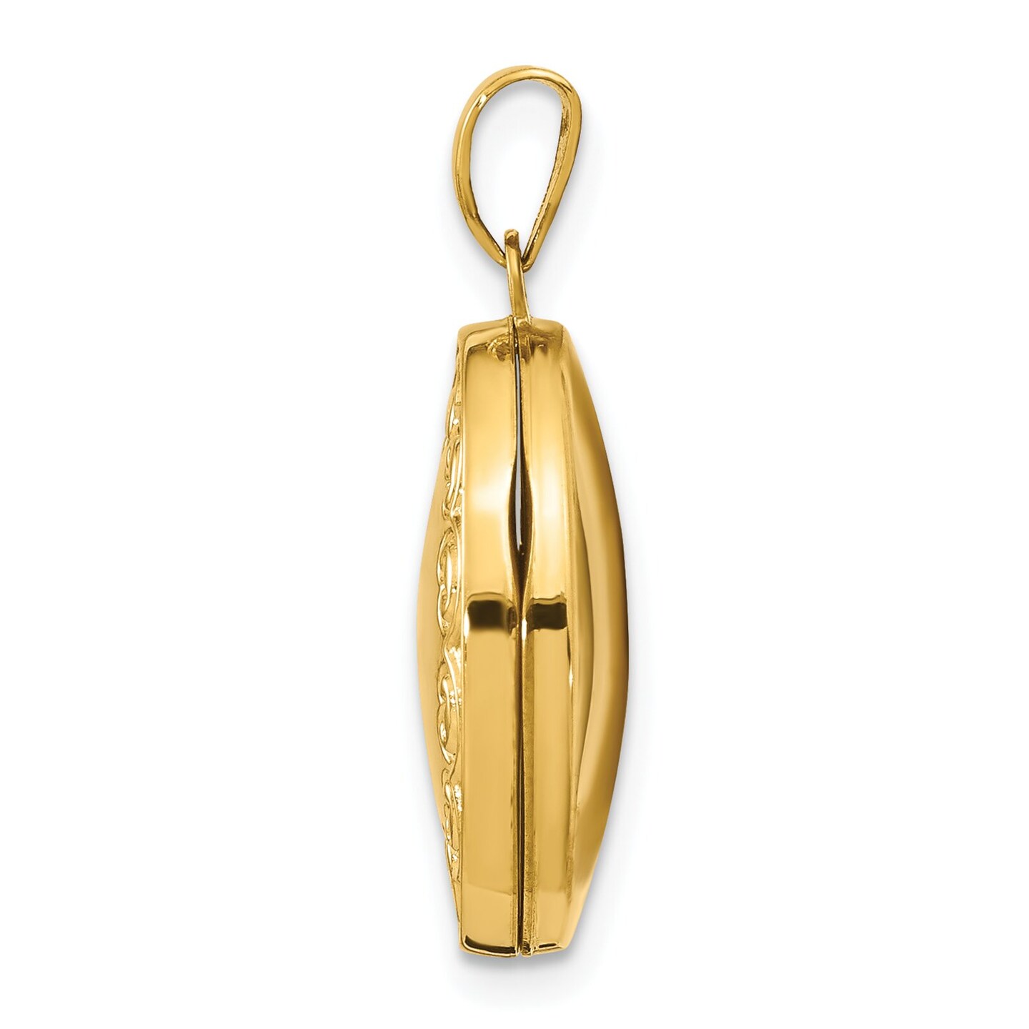 14K Gold Scroll Oval Locket Photo Pendant Jewelry 23.1mm x 13.8mm