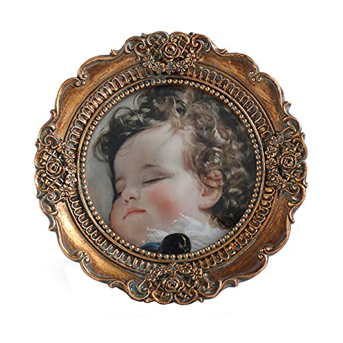 VINLIFE Vintage Picture Frames 3x3 Small Round Picture Frames 3x3 Antique  Mini Picture Frames Ornate Picture Frames Collage Wall Mount and Tabletop  Embossed Floral Bronze Gold