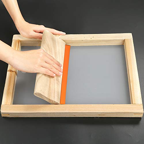 31 Pieces Screen Printing Starter kit Include 4 Different Size of Wood Silk Screen Printing Frame with 110 Mesh, Squeegees, Inkjet Transparency Film, Ink Knife, Gloves and Mask Tape