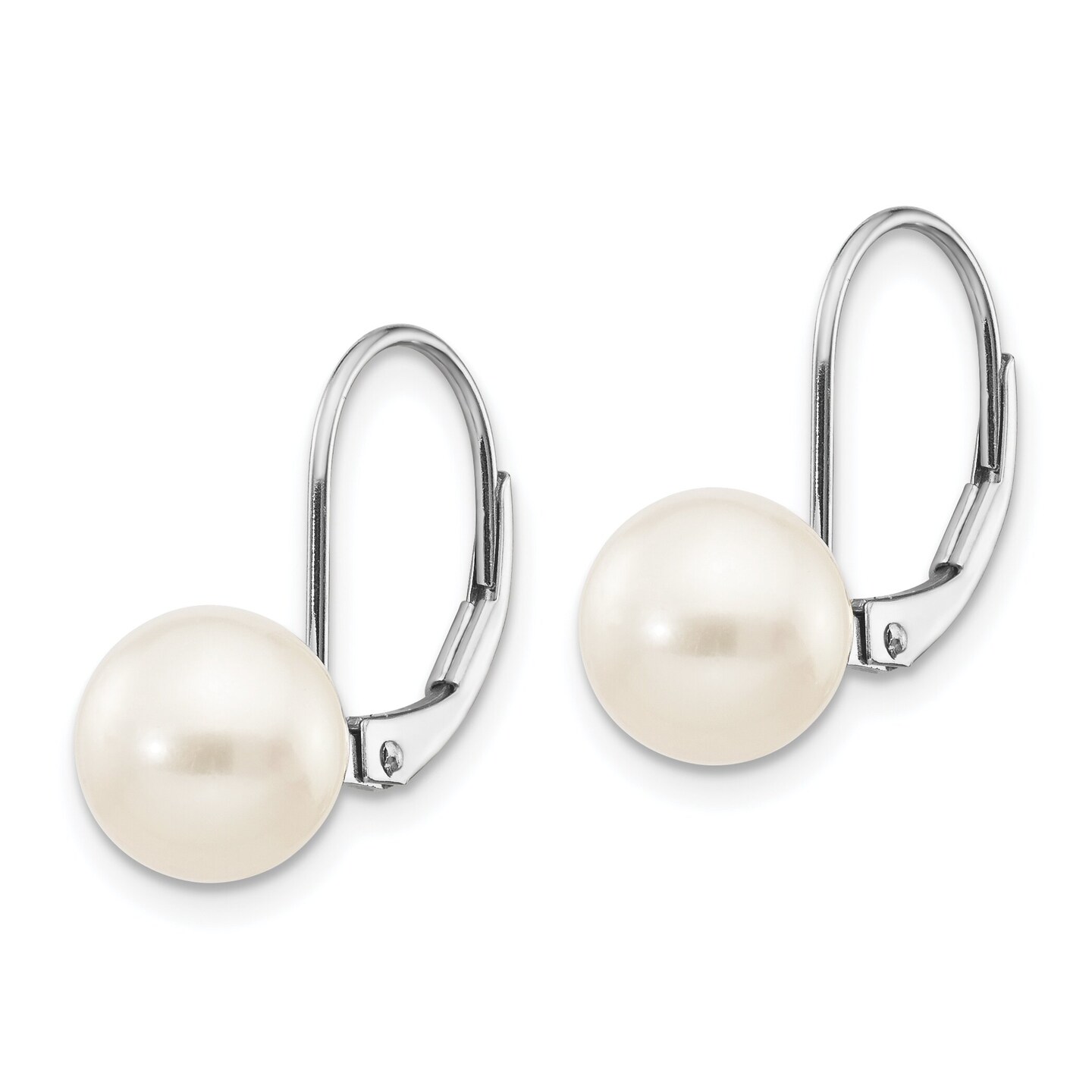 14K Gold Pearl Lever Back Earrings Ear Jewelry New 17 X 8.5mm 