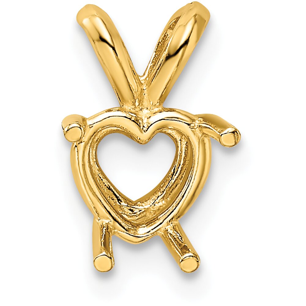 14K Gold 4 Prong Heart Pendant Setting 7mm