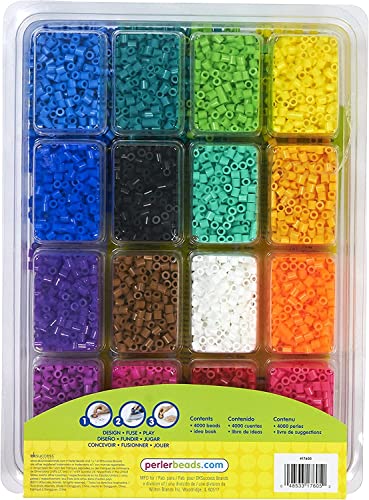 Perler 17605 Assorted Fuse Beads Kit with Storage Tray and Pattern Book for  Arts and Crafts