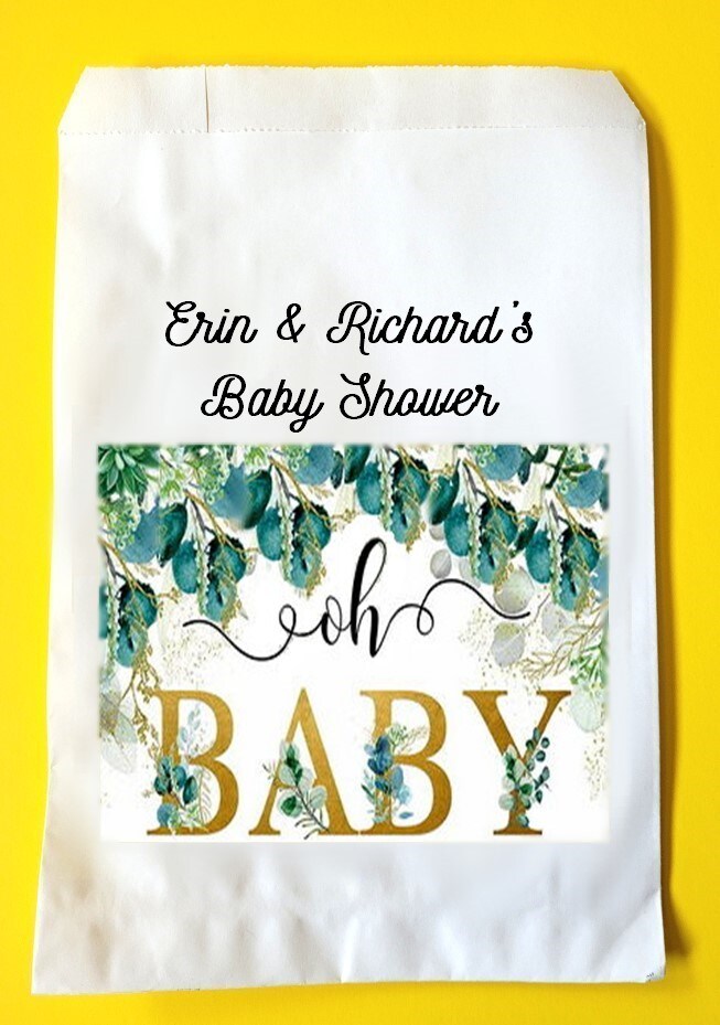 10 Baby Shower Favors Bags, Oh Baby Shower, Gender Neutral, Bohemian, Journaling Supplies, Personalized, Cookies Bags, Treat Bags