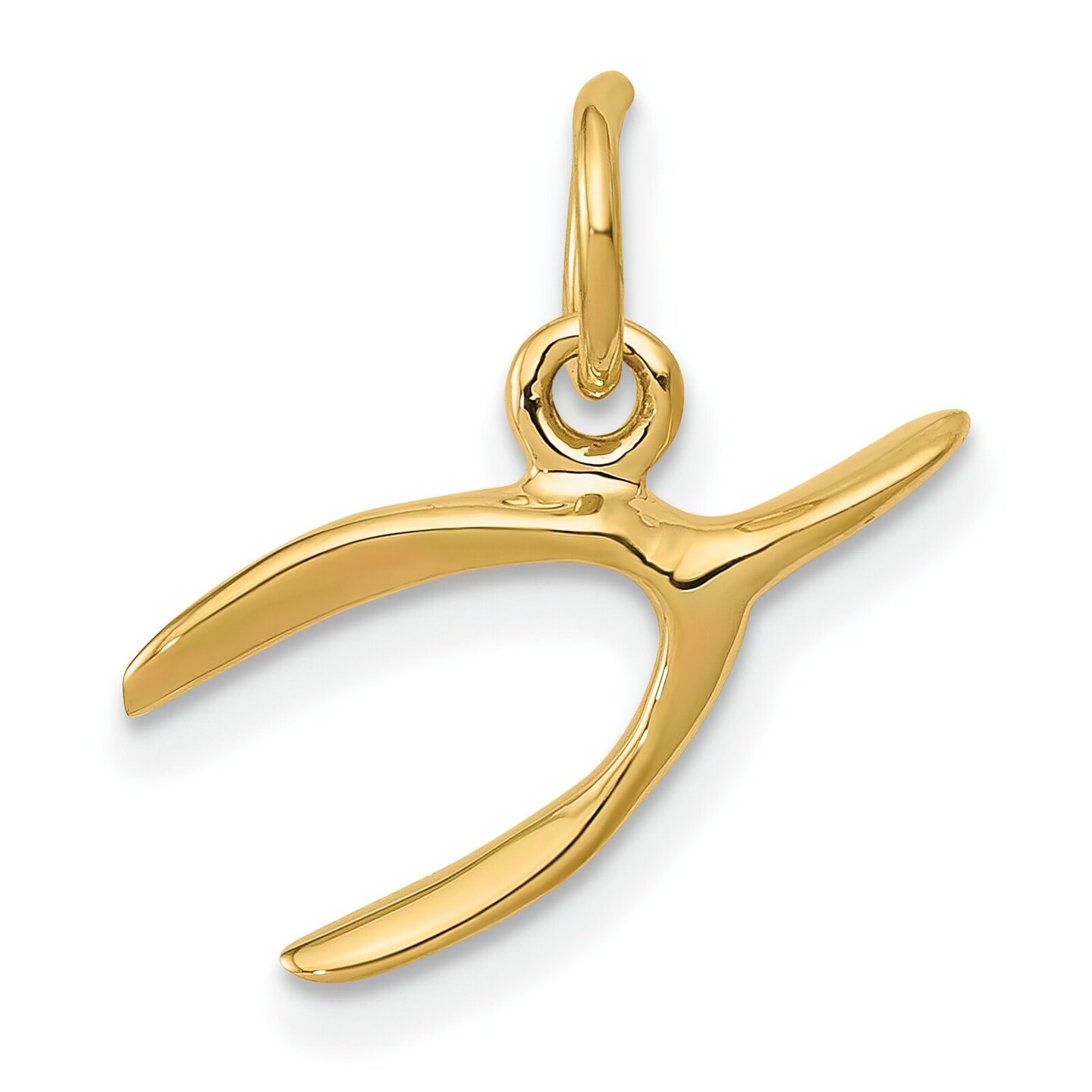 14K Yellow Gold Wishbone Charm Pendant Jewelry 15mm x 8mm