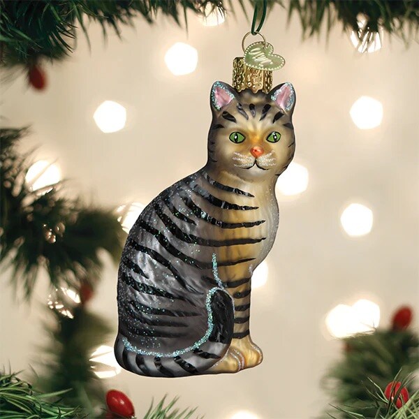 Old World Christmas: Tabby Cat Hanging Ornament