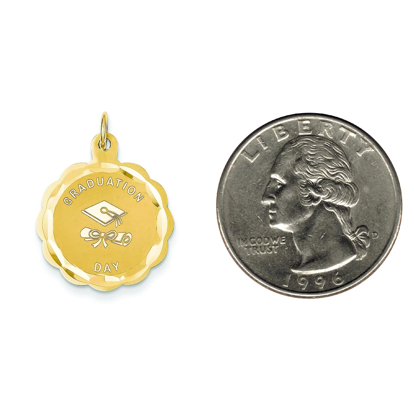 14K Yellow Gold Graduation Day Cap & Diploma Charm Jewerly 26mm x 20mm