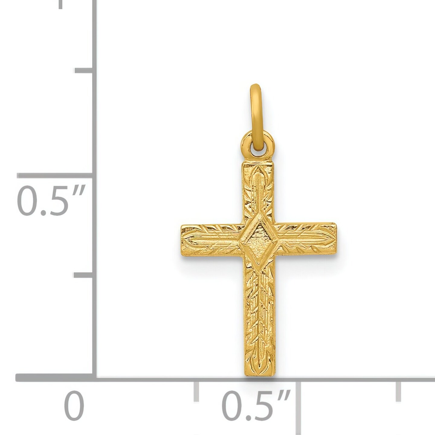 Unisex 14K Yellow Gold Polish Solid Small Crucifix Cross Religious Charm Pendant