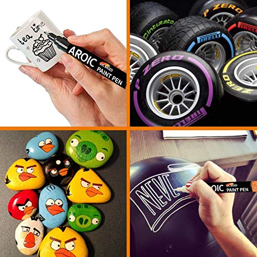AROIC Paint Markers, 28 Colors Oil-Based Waterproof Paint Marker Pen Set. Posca  Paint Markers for Rock, Wood, Metal, Plastic, Glass, Canvas, Ceramic &  More! Safe and odorless.