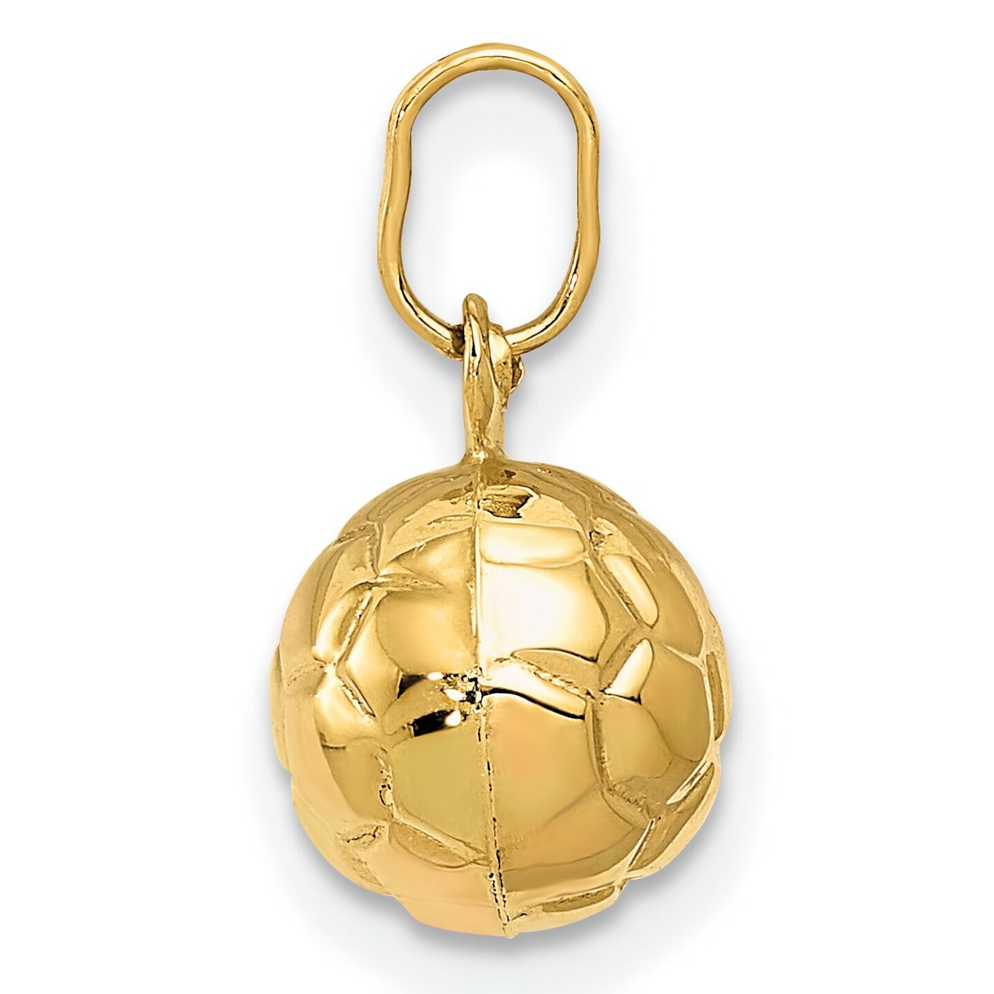 14K Yellow Gold Soccer Ball Charm Sports Pendant New 13 X 8mm  Jewerly