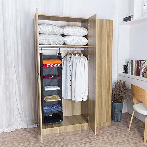 MAX Houser 6 Tier Shelf Hanging Closet Organizer, Closet Hanging Shelf with  2 Sturdy Hooks for Storage, Foldable (Grey)