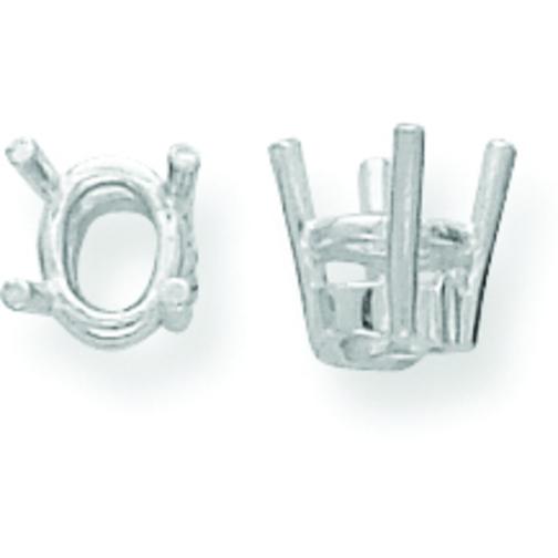 14K White Gold 4 Prong Oval Basket Setting 6mm