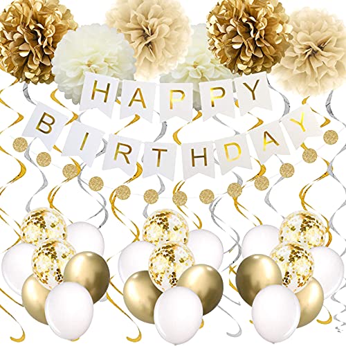 Gold Birthday Party Decorations,Happy Birthday Banner, 16th 18th