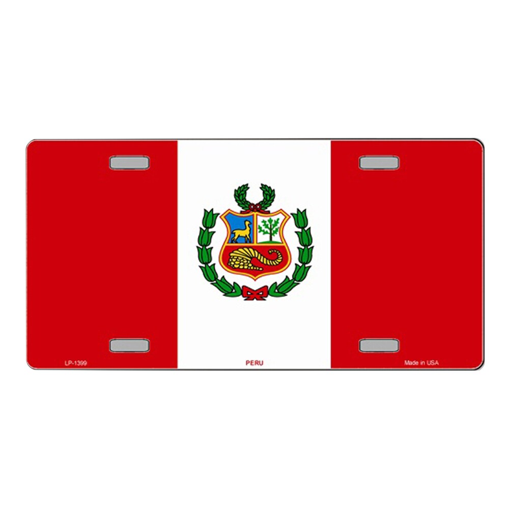 Smart Blonde Peru Flag Vanity Metal Novelty License Plate Tag Sign