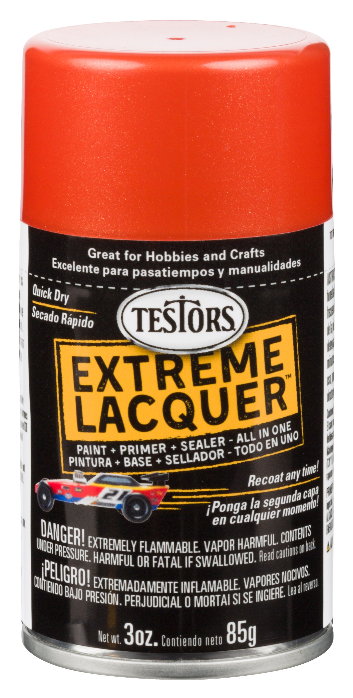 Testors One Coat Lacquer Paint, 3 oz. Spray Can, Flaming Orange