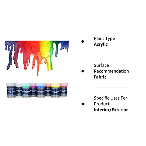 Premium Fabric & Textile Paints Professional Grade Clothing Paint Set Art and Hobby Paints Craft Paint Set with 8 x 20 ml / 0.7 fl oz Vivid Colors for Beginners, Students, & Artists