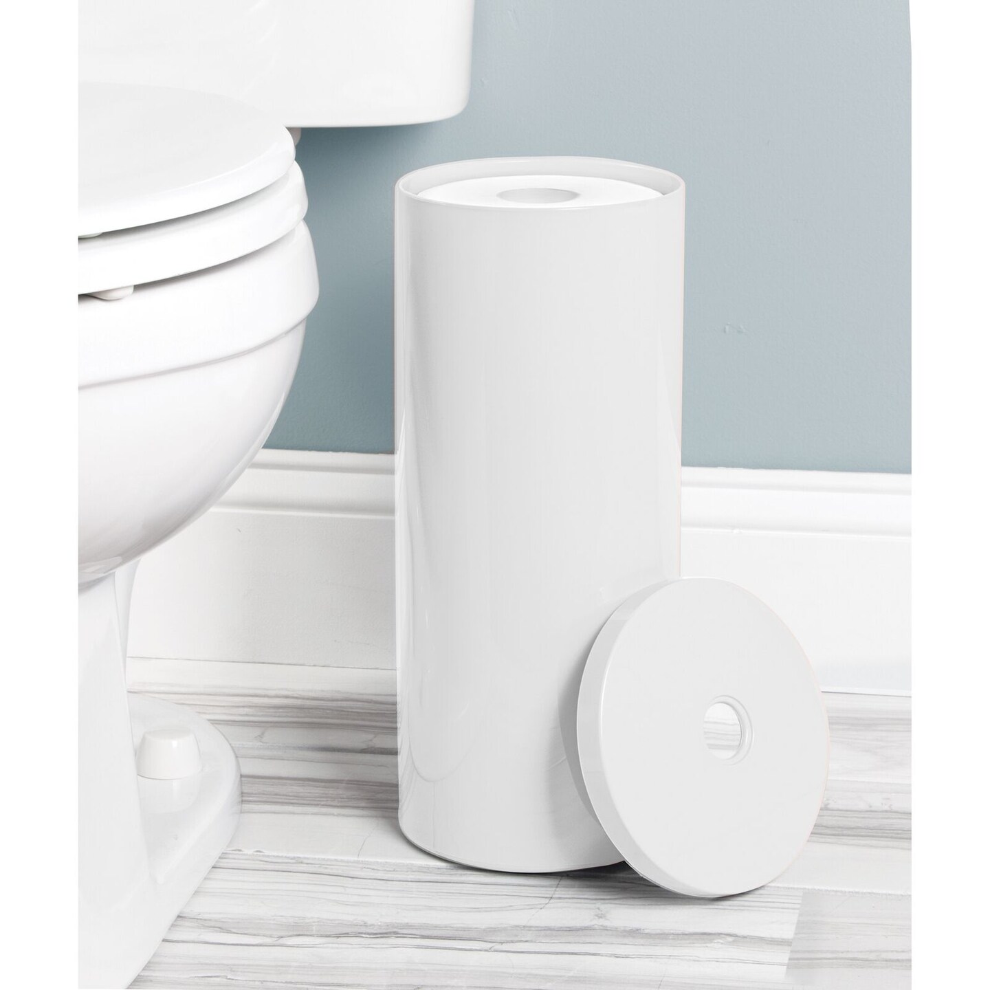 mDesign Toilet Tissue Roll Holder Canister Stand, Stores 3 Rolls, 2 Pack