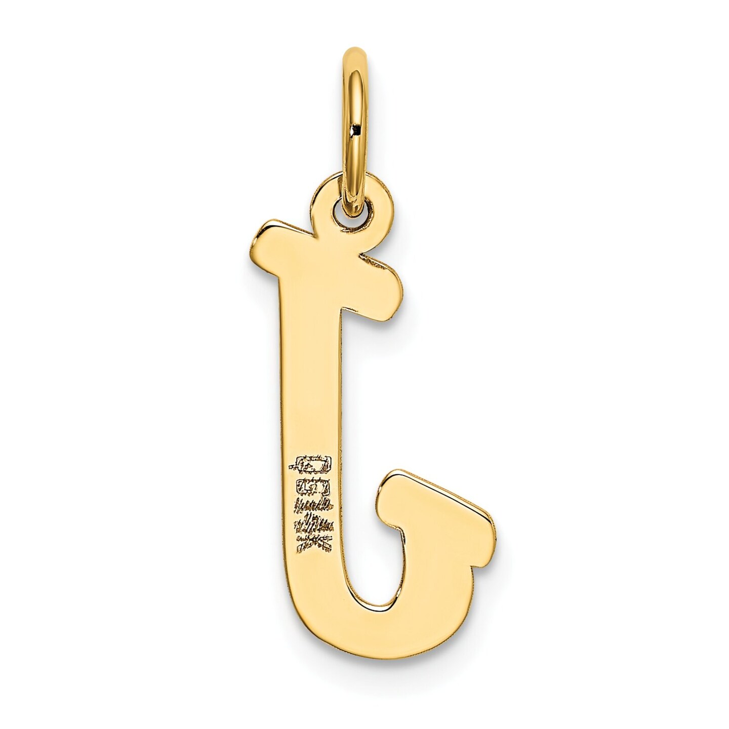 14K Yellow Gold Medium Script Initial Letter J Charm Jewerly 19mm x 10mm