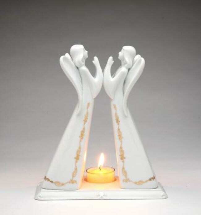 Ceramic 2 Angels Tea Lite Candle Holder, Home D&#xE9;cor, Religious D&#xE9;cor, Religious Gift, Church D&#xE9;cor, Baptism Gift