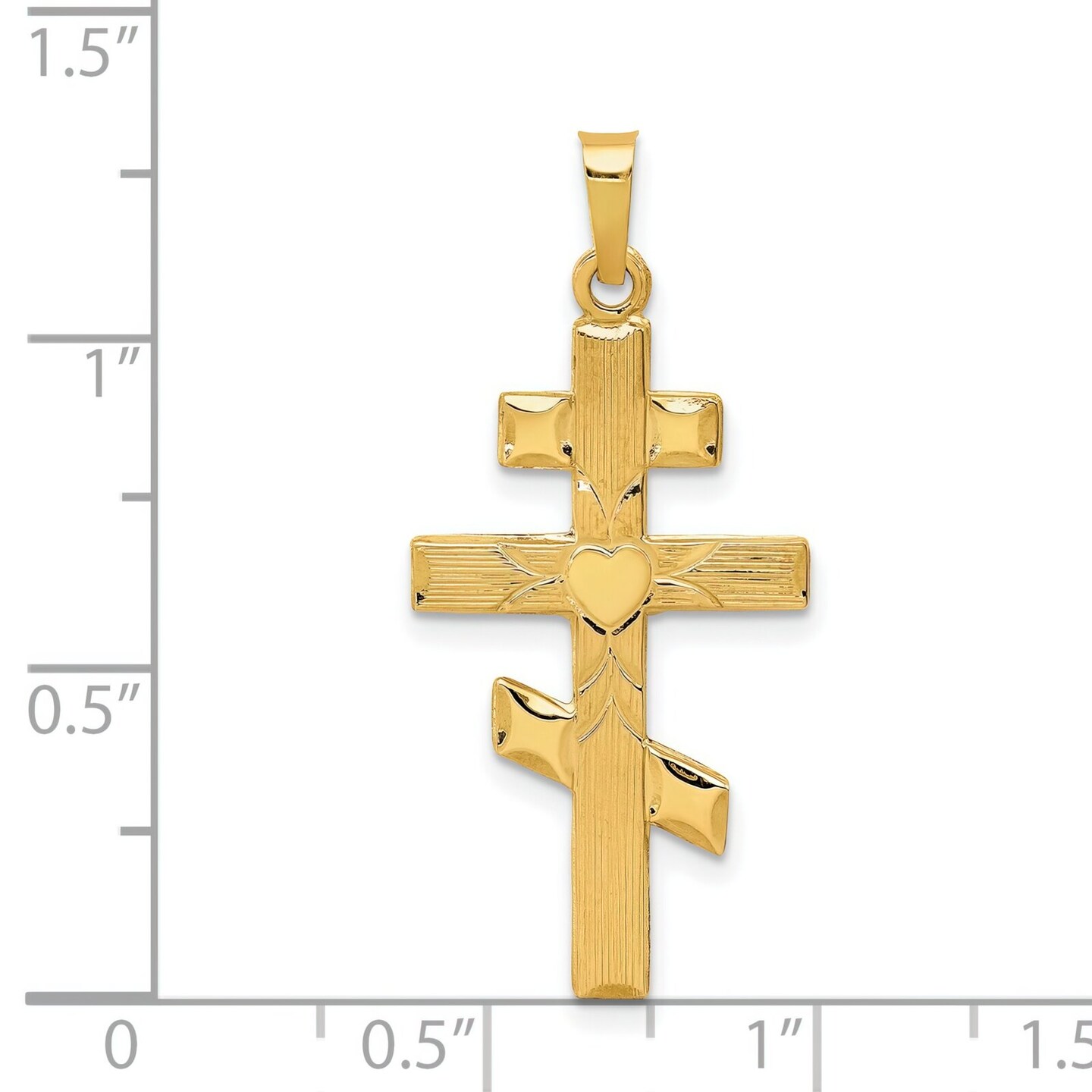 14K Gold Eastern Orthodox Cross Charm Pendant Jewelry 34mm x 16mm