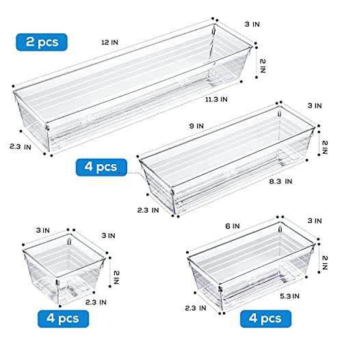 DCA 14 PCS Clear Plastic Drawer Organizer Tray for Makeup, Kitchen  Utensils, Jewelries and Gadgets